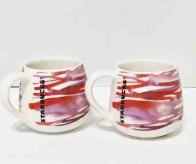 2 Starbucks 3 oz Espresso Demi Mugs Red Purple White Watercolor Demitasse Cups - Sold on eBay Jun, 16th 2019 for $24.95
