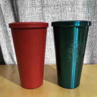 STARBUCKS Matte Stainless Steel Tumbler Cold Cup  X2 - Sold on eBay Jun, 16th 2019 for $15.99
