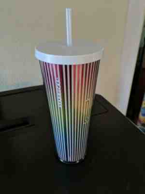 NEW Starbucks Summer Cold Cup Love Pride Stripe Rainbow Reusable Tumbler 24oz - Sold on eBay Jun, 16th 2019 for $20.61