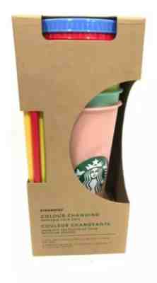 Starbucks Color Changing Reusable Cold Cup Tumbler Pack of 5 w/ Lids Straws 24oz - Sold on eBay Jun, 16th 2019 for $75.00