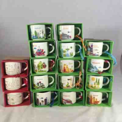 Set Of 17 Starbucks You Are Here Mug Ornaments (All USA) Gold Christmas - Sold on eBay Jun, 16th 2019 for $180.00