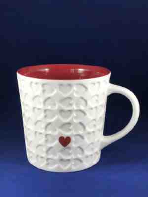 STARBUCKS 2007 White Embossed Red Heart 16OZ Coffee Tea Cup Mug Red Interior NEW - Sold on eBay Jun, 16th 2019 for $22.00