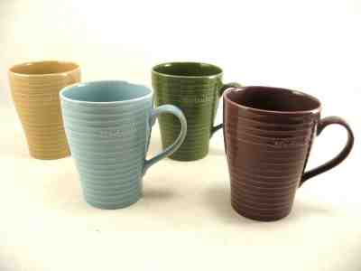 SET OF 4 STARBUCKS 2009 12 OZ DESIGN HOUSE STOCKHOLM RIBBED COFFEE MUG - Sold on eBay Jun, 16th 2019 for $30.00