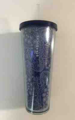 NEW 2019 STARBUCKS COLD CUP PAISLEY BLUE WHITE TUMBLER 24 fl - Sold on eBay Jun, 16th 2019 for $24.95