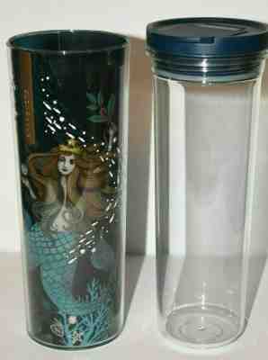 Starbucks Tumbler Mermaid Sleeve 16 fl oz blue Screw Top Acrylic Plastic - Sold on eBay Jun, 16th 2019 for $24.99