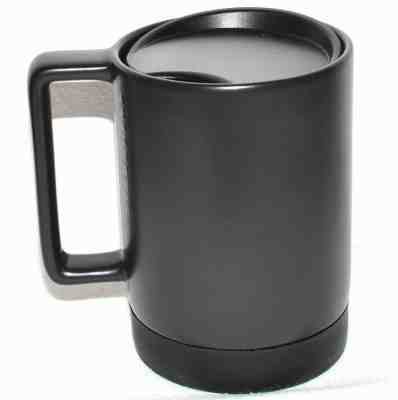 STARBUCKS Black Ceramic 14 oz Mug Coffee Cup With Lid Non-Slip Rubber Bottom - Sold on eBay Jun, 15th 2019 for $29.99