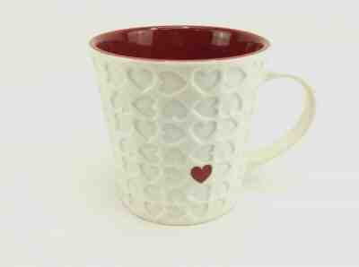 STARBUCKS 2007 Large 16 oz Mug Embossed White w/ Red Heart and Red Interior - Sold on eBay Jun, 15th 2019 for $22.00