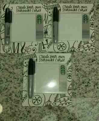 Lot Of 3 Sets Of Starbucks Gift Card Create Your Own Blank Cards Sharpie Holiday - Sold on eBay Jun, 15th 2019 for $15.99