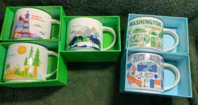 LOT 5 Starbucks Coffee Mugs Cups You Are Here -  State Mugs 16 Oz NEW ! - Sold on eBay Jun, 15th 2019 for $49.99
