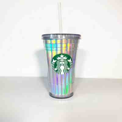 Starbucks Grande Iridescent Double Walled Acrylic Cold Cup Tumbler w/ Straw New - Sold on eBay Jun, 15th 2019 for $24.99
