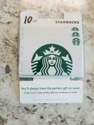 3 $10 Starbucks Gift Cards ($30) - Sold on eBay Jun, 15th 2019 for $25.00