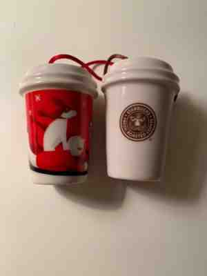 2011 Starbucks Coffee Mini Mug To Go Cup Set 2 Hanging Holiday Ornament Lot   - Sold on eBay Jun, 15th 2019 for $15.40