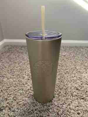 NWOT Starbucks 16 oz Gold Cold Tumbler - Sold on eBay Jun, 14th 2019 for $19.99