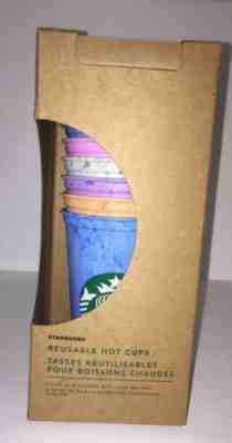 NIB Starbucks Reusable Marbled Multicolored Hot Cups  Set Of Six With Lids - Sold on eBay Jun, 14th 2019 for $19.00