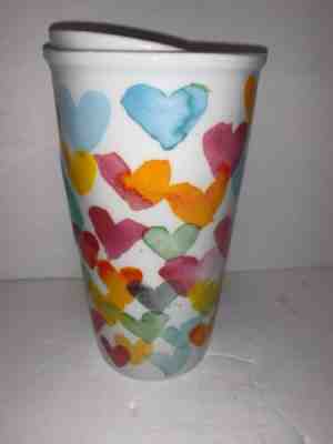Starbucks 2015 Watercolor Hearts Ceramic Travel Mug Tumbler 10 oz Coffee Cup New - Sold on eBay Jun, 14th 2019 for $39.00