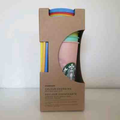 Starbucks New Color Changing Reusable Cold Cups 5 Pack Venti 24 oz. Summer 2019 - Sold on eBay Jun, 14th 2019 for $75.00