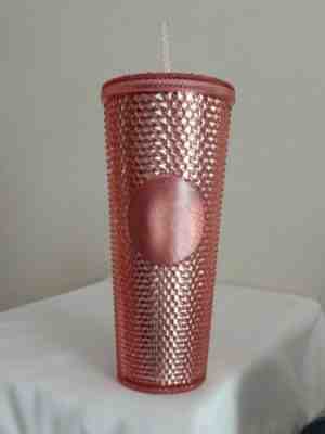 Starbucks 2019 Acrylic Iridescent Rose Gold Pink Studded 24oz Cold Cup Tumbler - Sold on eBay Jun, 14th 2019 for $28.67