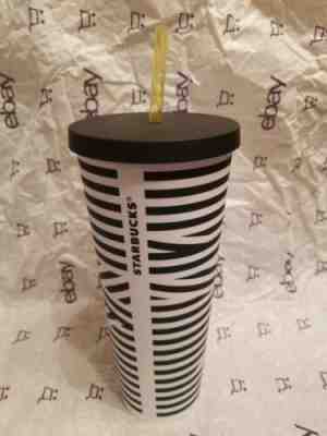 Starbucks  Matte Black & White Zebra Stripe Acrylic Cold Cup 24oz NWOT   RARE!!! - Sold on eBay Jun, 14th 2019 for $34.00
