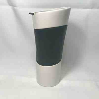 Ceramic Porcelain 2009 STARBUCKS White Black Rubber Grip Travel Mug 14 oz Coffee - Sold on eBay Jun, 14th 2019 for $24.69