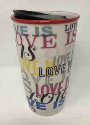 NEW Starbucks Tumbler LOVE IS Travel Mug Ceramic 12 oz  FREE SHIPPING - Sold on eBay Jun, 14th 2019 for $19.99