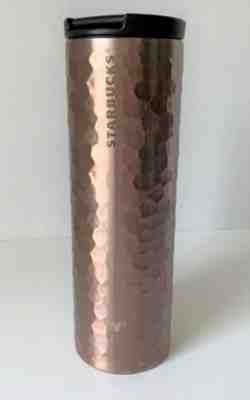 Starbucks 2012 Travel Tumbler Rose Gold Hammered Metal 16 oz Insulated Mug - Sold on eBay Jun, 14th 2019 for $19.99