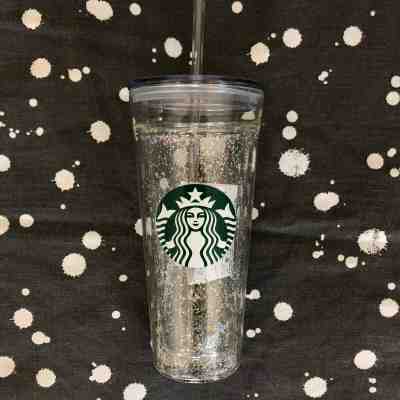 New Starbucks Double Wall Glass Silver Glitter Sparkle Cold Cup Tumbler - VHTF - Sold on eBay Jun, 14th 2019 for $79.95