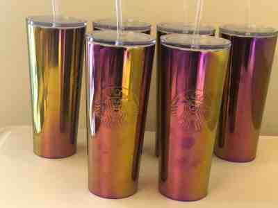 STARBUCKS TUMBLER COLD CUP IRIDESCENT PINK PURPLE STAINLESS STEEL 24 oz NEW 1*  - Sold on eBay Jun, 14th 2019 for $31.00