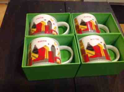 Set Of 4 Starbucks Austin Texas You Are Here Mugs Nib - Sold on eBay Jun, 13th 2019 for $70.00