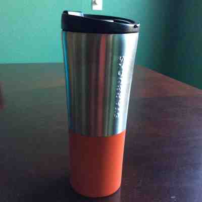 Starbucks Stainless Steel Grip Tumbler - Orange With Black Grip 16 oz  - Sold on eBay Jun, 13th 2019 for $15.00