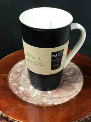 New Tall Starbucks Black Writing Coffee Mug With Pen 16 oz - Sold on eBay Jun, 13th 2019 for $19.99