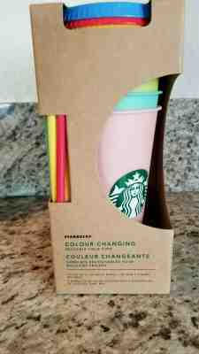 Starbucks Color Changing Reusable Cold Cups. Set of 5 Cups, Lids, Straws. MIB - Sold on eBay Jun, 13th 2019 for $79.00