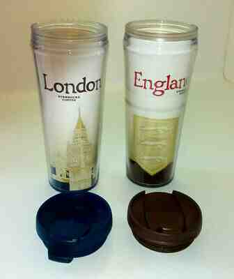Starbucks 2004 London & England 12 oz Travel Mug Cups Set of 2  - Sold on eBay Jun, 13th 2019 for $26.00