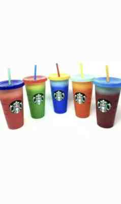 NEW IN BOX STARBUCKS SUMMER 2019 COLOR-CHANGING REUSABLE CUP SET OF 5 - Sold on eBay Jun, 13th 2019 for $69.00