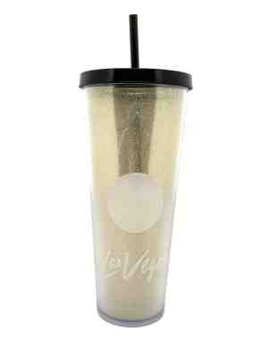 Starbucks LAS VEGAS Gold Glitz Cold Cup Tumbler 24 fl oz Limited Edition Sparkle - Sold on eBay Jun, 13th 2019 for $24.99