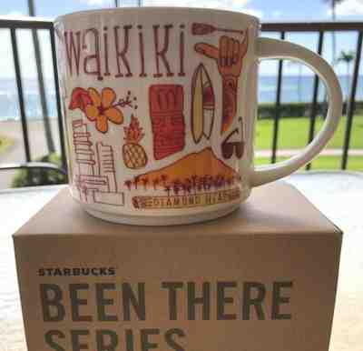 Starbucks Waikiki Hawaii Been There Mug 2018 Orange Interior 14 oz New in Box - Sold on eBay Jun, 13th 2019 for $31.49