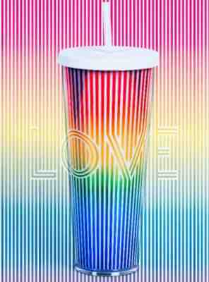 NEW Starbucks Venti Rainbow Striped Cold Cup Tumbler LOVE Acrylic 24oz - Sold on eBay Jun, 13th 2019 for $22.00