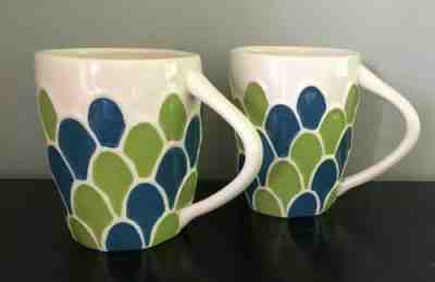 STARBUCKS Coffee Mug 2009 RARE Mermaid Scales Mug Cup Blue Green 14oz~ Set of 2 - Sold on eBay Jun, 13th 2019 for $39.99