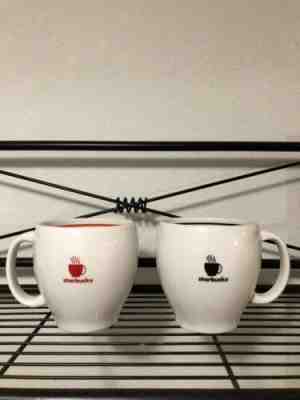 Lot Of 2 Starbucks 2004 Steaming Coffee Mug Abbey Red Black  - Sold on eBay Jun, 13th 2019 for $18.00