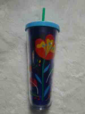 New Starbucks Floral Flowers Spring Venti Cold Cup Tumbler Clear Blue 24 fl oz  - Sold on eBay Jun, 13th 2019 for $19.50