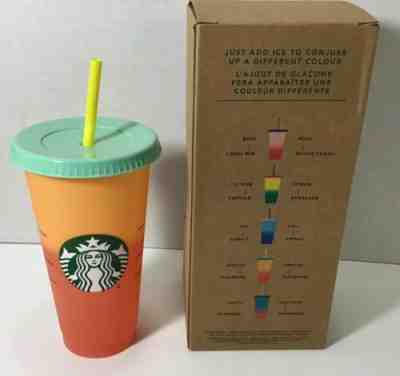 Starbucks COLOR CHANGING 1 Cold Cup 24oz-  Apricot Tangerine Single cup only  - Sold on eBay Jun, 12th 2019 for $23.00