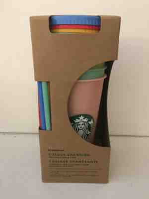 New Starbucks 2019 Color Changing Reusable Set of 5 Cold Cups Straws 1pk  - Sold on eBay Jun, 12th 2019 for $89.95