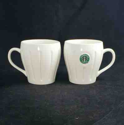 2 Starbucks Coffee 2003 White Lg 18oz Ribbed Barista Siren Mermaid Logo Cup Mugs - Sold on eBay Jun, 12th 2019 for $39.95