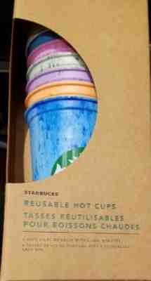 Starbucks Reusable hot cup collection pack of 6 W/Lids marble summer 2019 - Sold on eBay Jun, 12th 2019 for $18.00