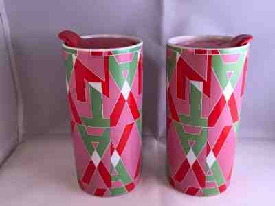 2 Teavana Starbucks Tall Ceramic Travel Tumbler Red Green Holiday Logo New - Sold on eBay Jun, 12th 2019 for $24.87