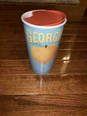 Georgia Peach Starbucks Collectors Ceramic Travel Tumbler - Sold on eBay Jun, 12th 2019 for $43.99