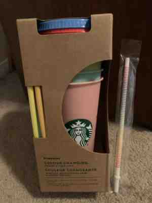 Starbucks Coffee Color Changing Reusable Cold Cups Sold Out Limited Rainbow - Sold on eBay Jun, 12th 2019 for $57.00
