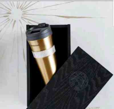 Starbucks Gold Swarovski 16oz 30th Anniversary Stainless Tumbler Wooden Box  - Sold on eBay Jun, 12th 2019 for $169.00