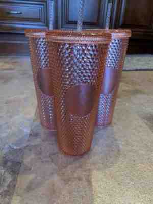 Starbucks 2019 Rose Gold Pink Studded Sparkling Jeweled Jewel Venti 24oz Tumbler - Sold on eBay Jun, 12th 2019 for $27.00