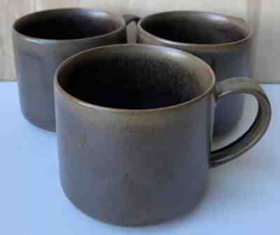 (3) Starbucks Coffee 2013 Dark Brown Bronze Pottery Tea Cup Minimalist Mugs 10oz