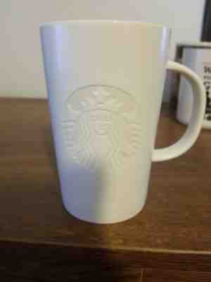 STARBUCKS 2014 Coffee EMBOSSED MERMAID Mug - Matte White Tall 12 oz Latte Cup - Sold on eBay Jun, 12th 2019 for $26.99